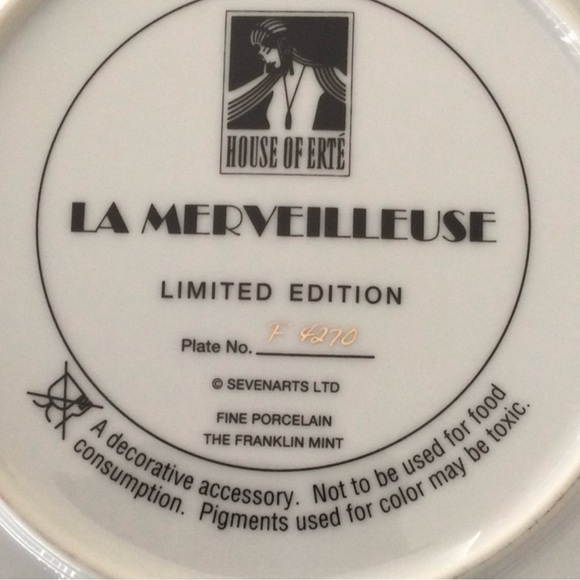 House of Ert’e Fine Porcelain The Franklin Mint La Merveilleuse  Art Plate - Picture 4 of 6